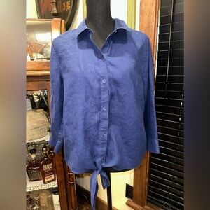 CHICO's Blue Linen Blouse Size 2